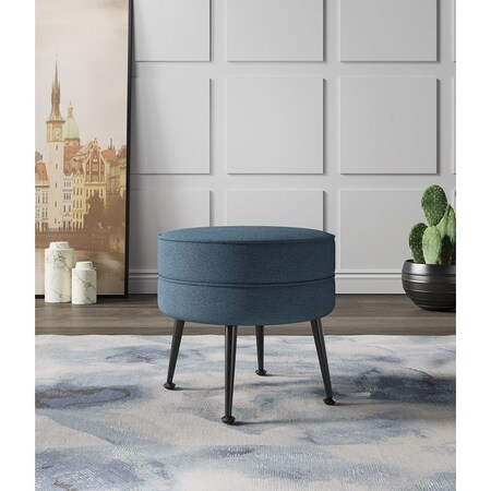 Manhattan Comfort Bailey Ottoman in Blue with Black Feet OT003-BLB